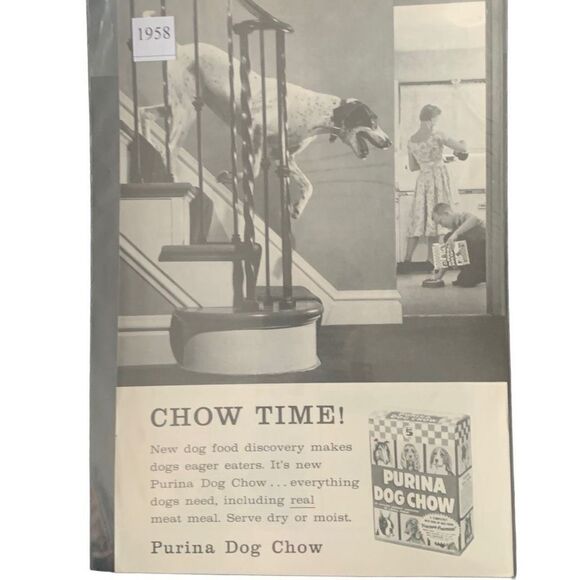 Vintage 1958 Purina Dog Chow New Dog Food Discovery Ad Advertisement - Picture 1 of 5